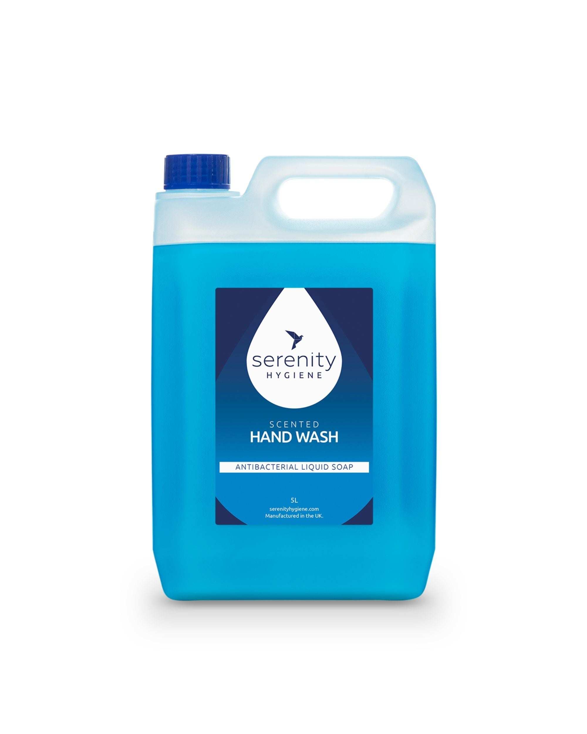 Serenity Hygiene Alcohol-Free Hand Wash Sanitiser bottle highlighting hospital-grade, alcohol-free formula killing Norovirus and other pathogens