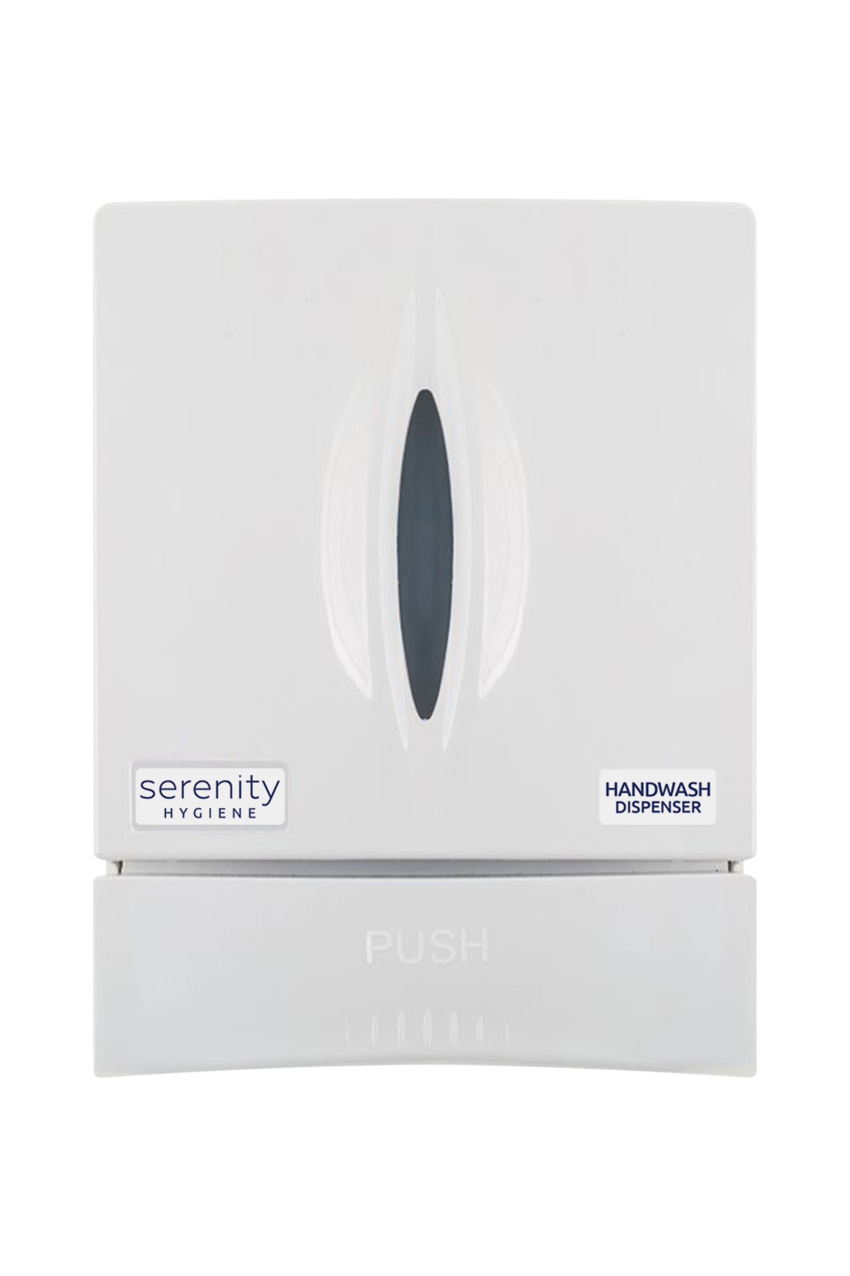 Manual foaming wall dispenser for soap and sanitiser.