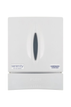 Manual foaming wall dispenser for soap and sanitiser.